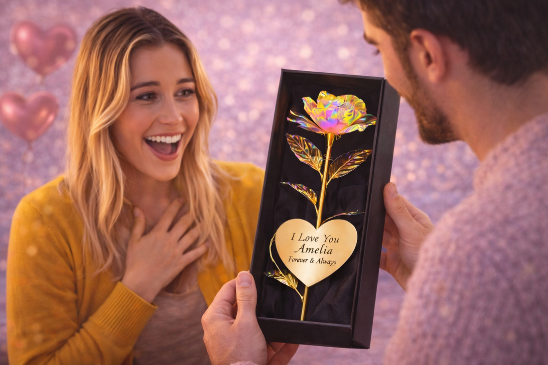 Rose Éternelle Dorée Amorae™ – Un symbole d’amour intemporel